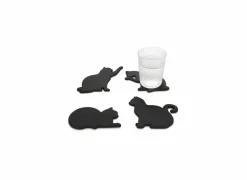 Onderzetters voor glazen CAT silicone - zwart - set van 4