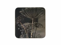 Onderzetters voor glazen Berenklauw 10x10cm - kurk - bruin set van 2