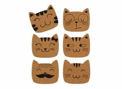 Onderzetters voor glazen kurk - bruin & zwart - set van 6