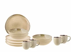 Ontbijtservies Oona 12-delig - keramiek - zand & groen
