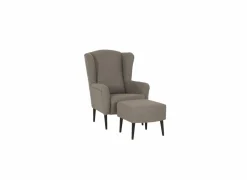 Oorfauteuil en poef Canto 76x80x107cm - stof - taupe
