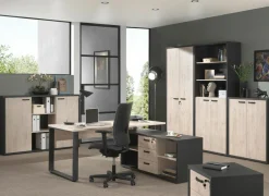 Opbergkast Capo 2 160x40x112cm - melamine - kastanje & zwart