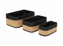 Opbergmand bamboe/stof set van 3