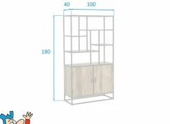 Opbergrek Lucho 100x40x180cm - mango massief - naturel & zwart