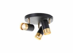 Opbouwspot Vigolo met 3 spots 5W GU10 - Ø29cm - metaal - zwart/goud