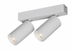 Opbouwspot 2xGU10 - aluminium - wit