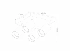 Opbouwspot 4xGU10 - aluminium - wit