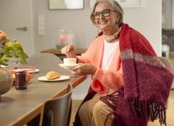 Plaid Mohair Look 130x190cm - polyester & wol - roze & rood