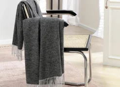 Plaid 130x170cm - polyester & katoen - antraciet