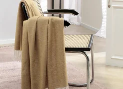 Plaid 130x170cm - polyester & katoen - camel