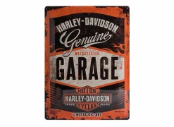 Plakkaat Harley Davidson Garage 40x30cm - metaal - meerkleurig