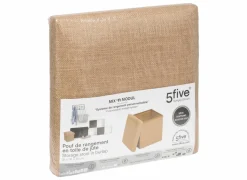 Poef Opvouwbaar 31x31x31cm - jute - naturel