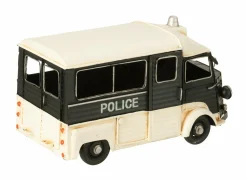 Politiebus Antiek  28x14x16cm - metaal - zwart/gebroken wit