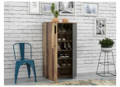 Schoenenkast Boots 69x34x120cm - decor - old wood & donkergrijs