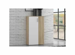 Schoenenkast Boots 69x34x120cm - decor - eik & wit