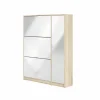 Schoenenkast Bright 102x24x125cm - decor - eik & wit hoogglans
