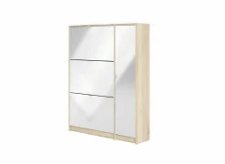 Schoenenkast Bright 102x24x125cm - decor - eik & wit hoogglans