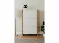 Schoenenkast Denver 70x25x125cm - decor - wit & artisanale eik