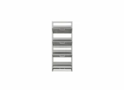 Schoenenkast Fulda 60x25x152cm - melamine - beton & wit