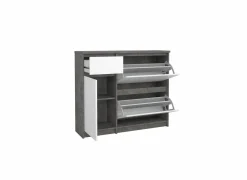 Schoenenkast Naia 109x32x93cm - decor - beton & wit hoogglans