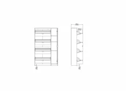 Schoenenkast Shoes 99x24x162cm - decor - eik & wit hoogglans