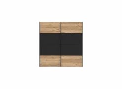 Schuifdeurkast Dalate 200cm - decor - kastanje eik & mat zwart