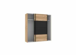 Schuifdeurkast Dalate 200cm - decor - kastanje eik & mat zwart