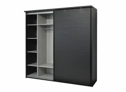 Schuifdeurkast Rosie 245cm - melamine - zwart