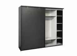 Schuifdeurkast Rosie 245cm - melamine - zwart