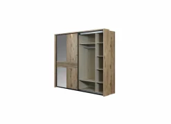 Schuifdeurkast Tanya 286cm - decor - canyon oak & zwart