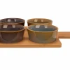 Serveerplank met 4 kommen 31x21,5cm - keramiek - multicolor