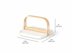 Servettenhouder Bellewood 23x20cm - kunststof & hout massief - wit & naturel