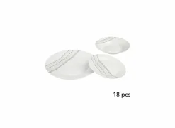 Serviesset Lignes 18-delig - porselein - zwart & wit