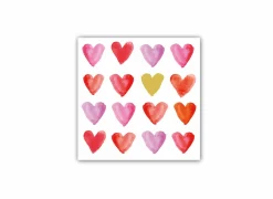 Serviette Aquarell Hearts 33x33cm rood 20 stuks