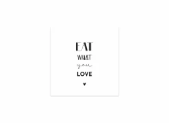 Serviette Eat what you love 33x33cm - papier - zwart/wit 20 stuks