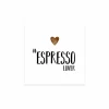 Serviette Espresso lover 25x25cm - papier - wit 20 stuks