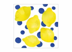 Serviette Lemon & Dots 33x33cm - papier - wit/geel/blauw 20 stuks
