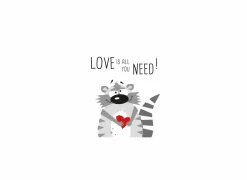 Serviette Need Love Racoon 33x33cm grijs 20 stuks
