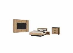 Slaapkamer Dalate met bed 160x200cm met opbergruimte - kleerkast 270cm - commode 101cm en 2 nachtkastjes