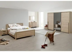 Slaapkamer met bed 140x200cm - kleerkast 283cm - commode 110cm en 2 nachtkastjes