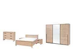 Slaapkamer met bed 160x200cm - kleerkast 253cm - commode 110cm en 2 nachtkastjes