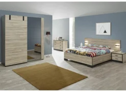Slaapkamer met bed 180x200cm - kleerkast 188cm - commode 110cm en 2 nachtkastjes
