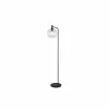 Staande lamp H155cm E27 - metaal & glas - zwart & transparant