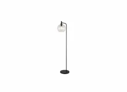 Staande lamp H155cm E27 - metaal & glas - zwart & transparant