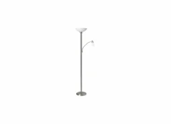 Staande lamp met leeslamp Lucy LED H180cm E27 & E14 - metaal & glas - mat chroom