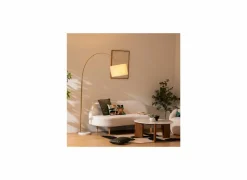 Staande lamp Tilio H195cm E27 - marmer & polyestervezel - wit & goud