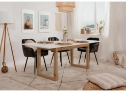 Tafel Denver 160/200x90cm - decor - wit & artisanale eik