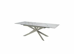 Tafel Gantia 180/240x90x76cm - keramiek & glas - wit goud zwart