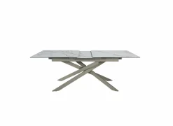Tafel Gantia 180/240x90x76cm - keramiek & glas - wit goud zwart