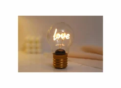 Tafellamp Bulb Shaped Light Love - glas & metaal - goud